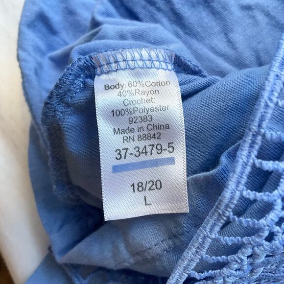 Woman Within Women Long Sleeve Stretchy Lace Blouse size L (18/20), Sweet Blue - Picture 6 of 8